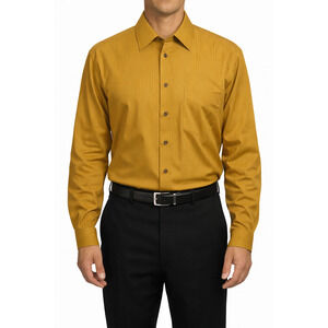 J Garcia Mens Gold Subtle Stripe Dress Shirt Button Up Long Sleeve Size Large